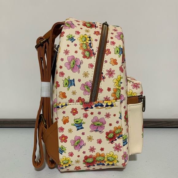 Loungefly Disney Pixar Toy Story Aliens Floral Mini Backpack & Card Holder-New - Picture 3 of 11